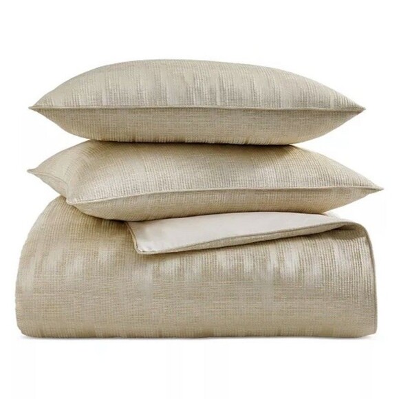 Hotel Collection 3PC King Gilded Stripe Gold KING Duvet Cover Set - Picture 3 of 8